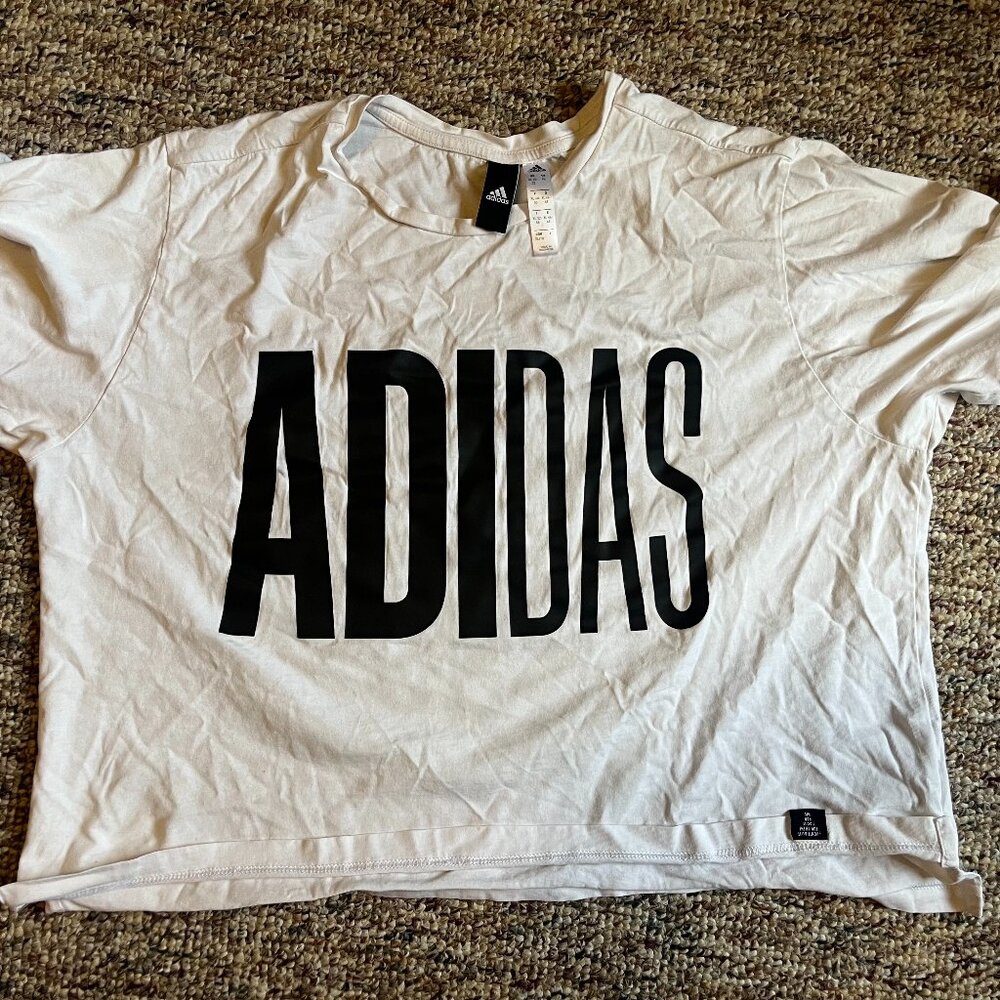 Adidas Women’s T-shirt Short Sleeve Crop Top Size XL White